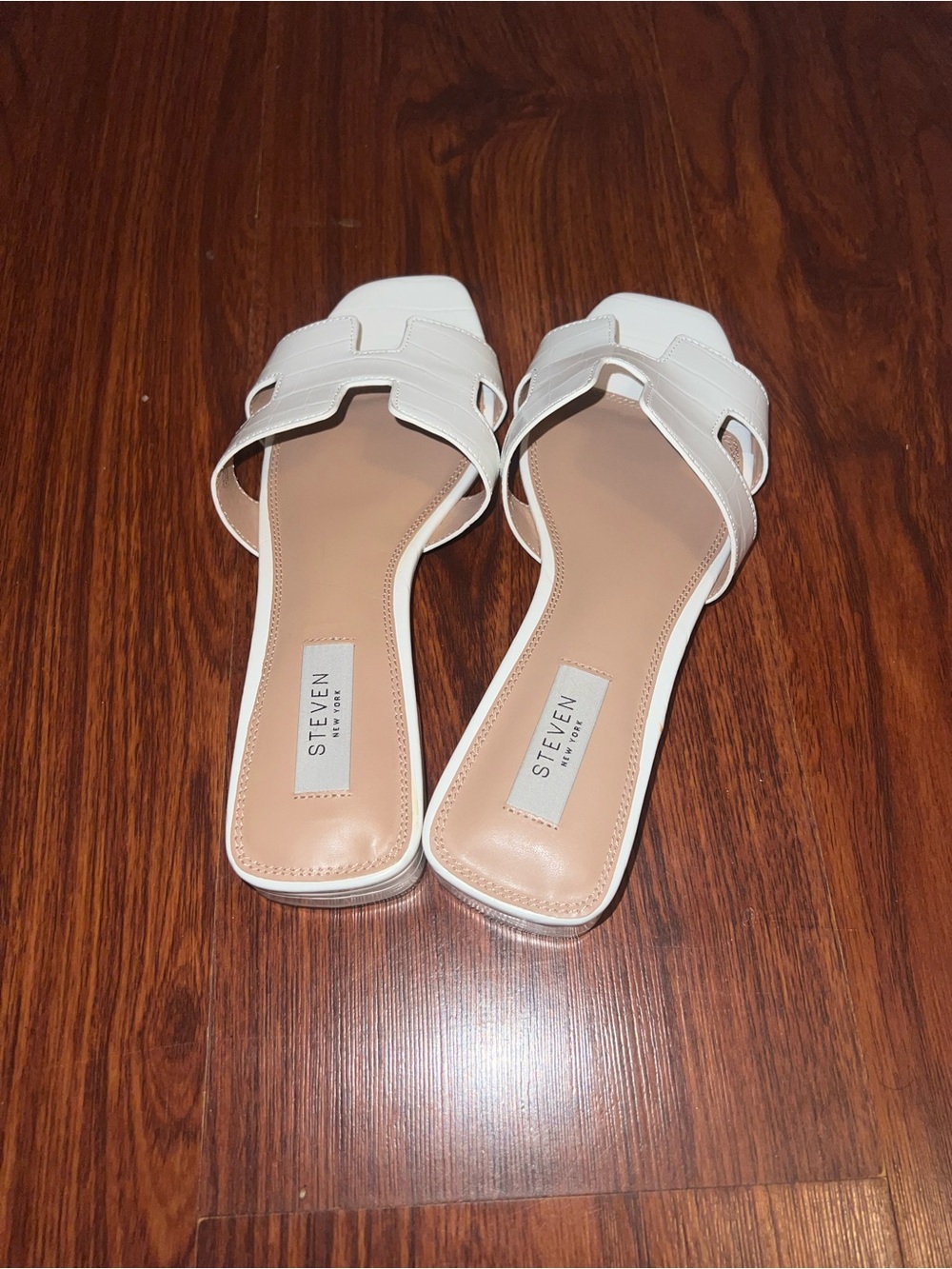 Steven By Steve Madden White Leather Slide Mules - Picture 3 of 7